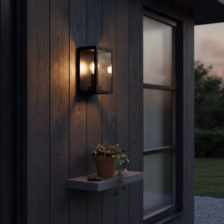 Artdelight Rowin Buitenlamp Wandmontage Zwart met Transparant Glas, Hoogte: 25 cm