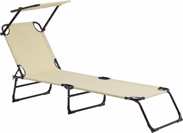 casa.pro Lomeda inklapbare ligstoel met verstelbaar zonnedak en ligbed, crème, B/D/H: 187 x 53 x 27 cm