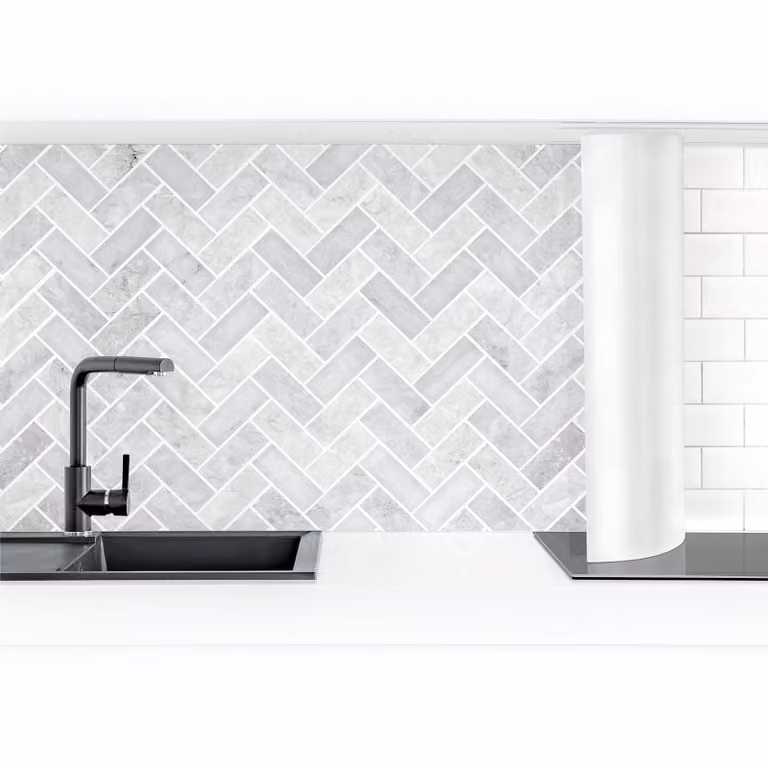 home24 Keukenachterwand Tegels Zigzag Premium Grijs Kunststof 200 x 60 cm