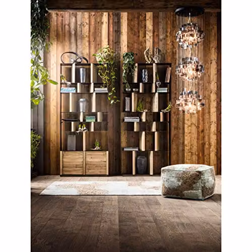 Kare Design Storm open kast in bruin massief grenenhout en staal B/D/H: 100 x 30 x 234 cm