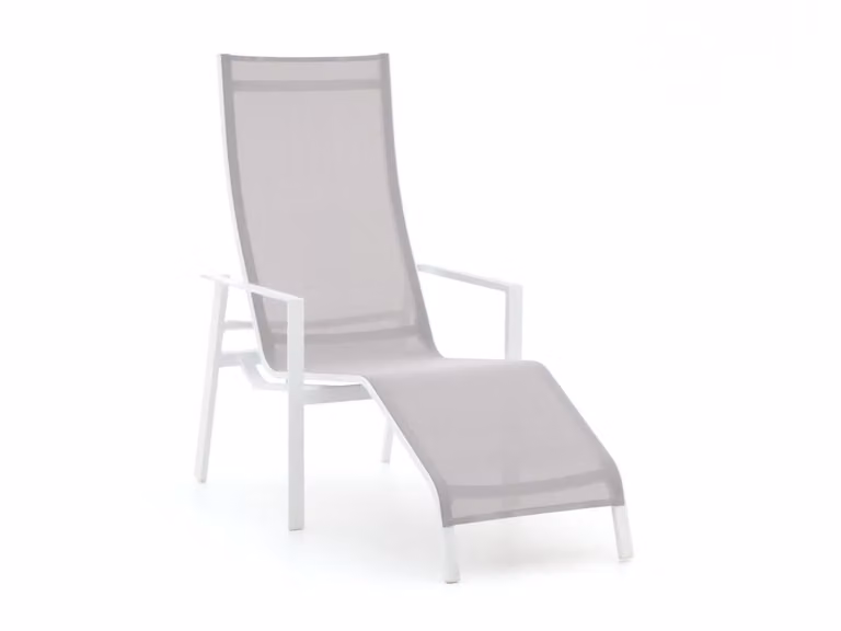 Bellagio Stradale Lounge tuinstoel in wit met aluminium en textiel