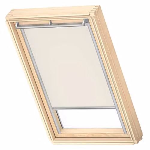 VELUX Verduisterend Rolgordijn DKL, Licht Beige, met Grijze Geleiders, S08