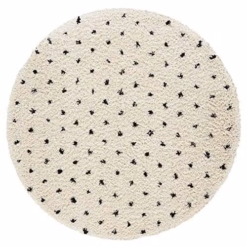 Leva Delora Rond Vloerkleed Crème - Zwart Ø 160 cm