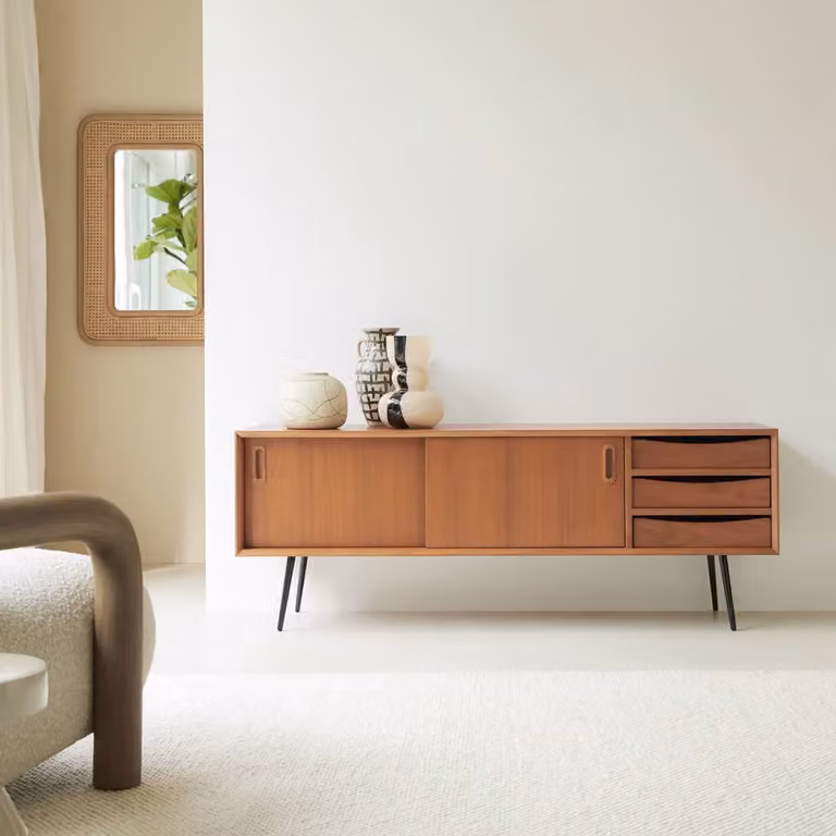 Tikamoon Simen tv-meubel van mahoniehout in bruin, B/D/H: 156 x 46 x 58 cm