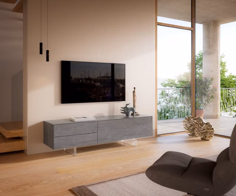 DELIFE Tv-meubel Cuor Modern Grijs Keramiek en MDF Breedte: 180 cm, Diepte: 45 cm, Hoogte: 50 cm