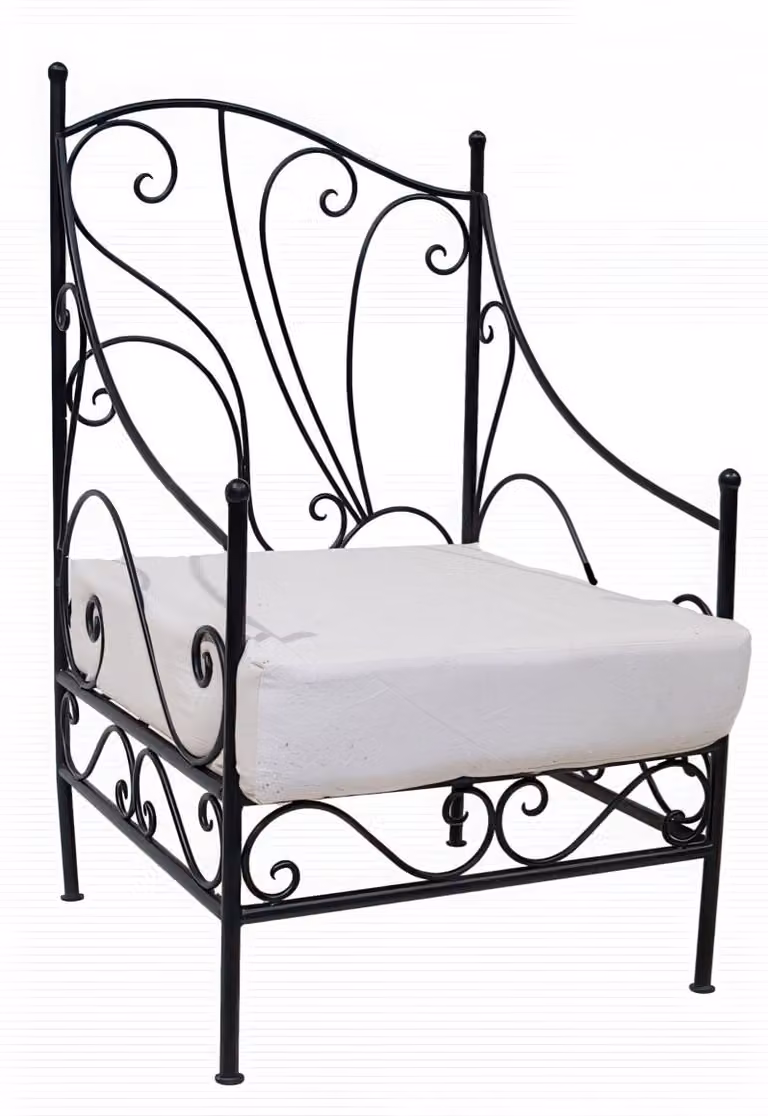 Murcia Marokkaanse ijzeren tuinfauteuil met kussen in boho-stijl - Zwart - 100 cm