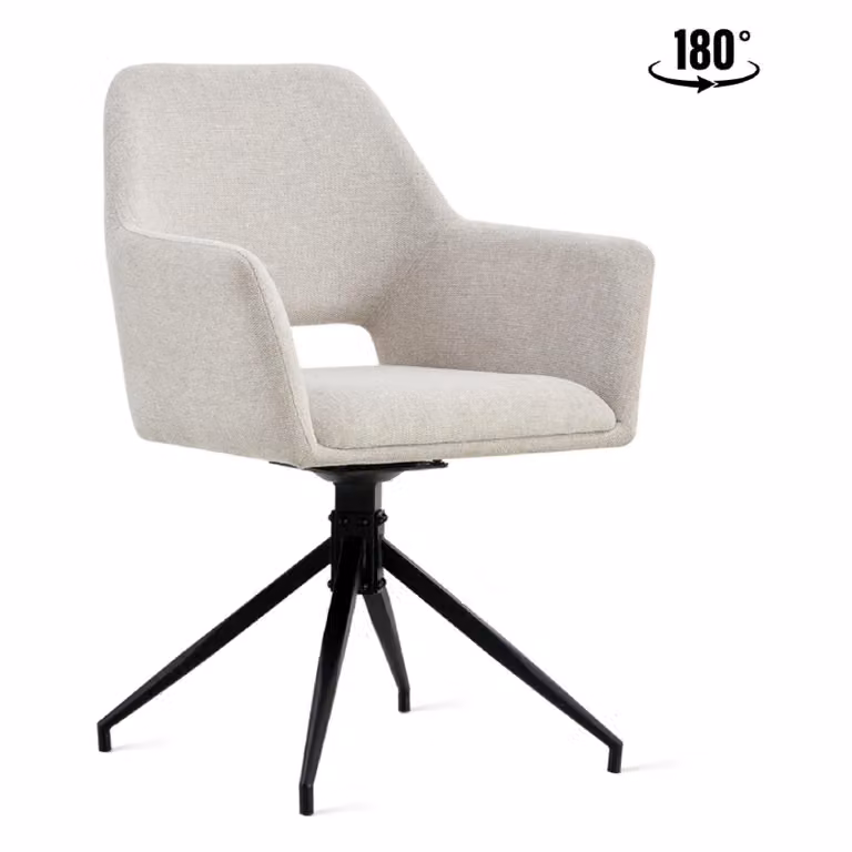 Set van 2 Nest of Nora draaibare eetkamerstoelen met armleuningen Savi - Linnen - Beige