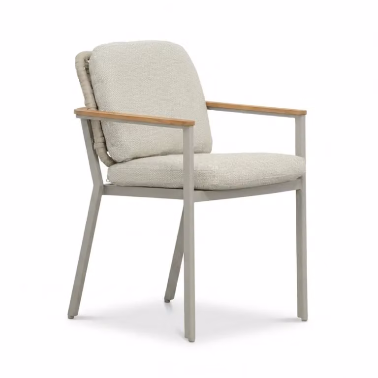 LUX outdoor living Montana dining tuinstoel aluminium en teak beige