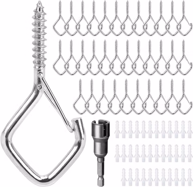 Q-Hanger Haken voor Lichtslingers - 35 Stuks Roestvrij Staal voor Planten en Outdoor Decoratie