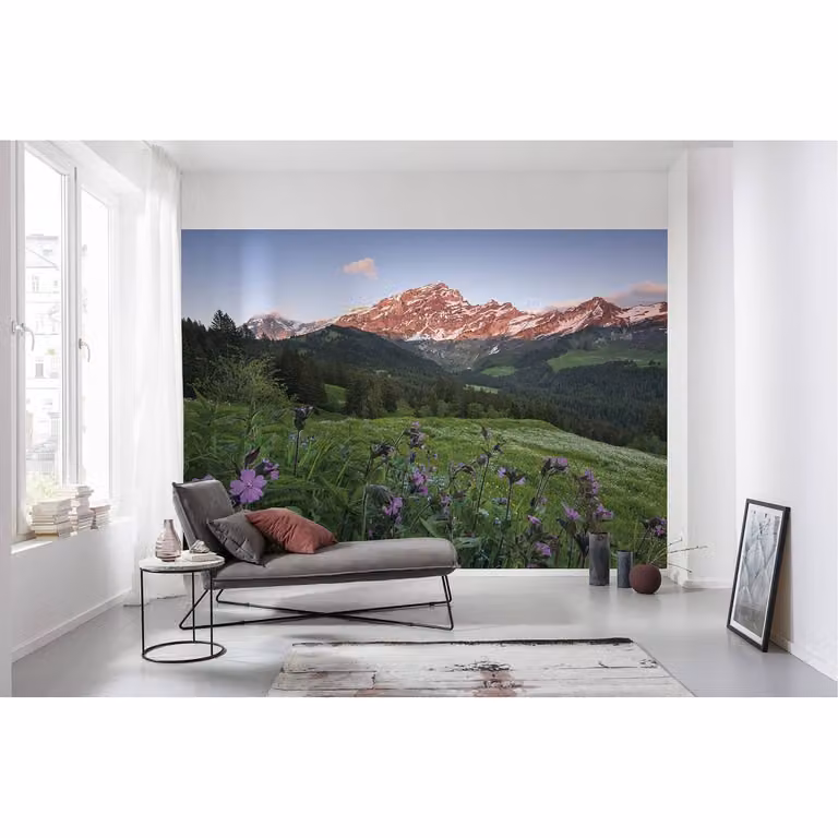 home24 Fotobehang Picturesque Switzerland, Multicolour, Breedte: 450 cm, Hoogte: 280 cm