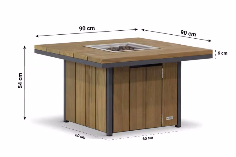 Lifestyle Garden Furniture Seaside lounge vuurtafel met teak en aluminium, antraciet/bruin, B: 90 cm, D: 90 cm