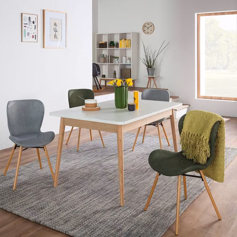 home24 Uitschuifbare eettafel Scandinavisch design wit/bruin/wit B/D: 120 x 90 cm