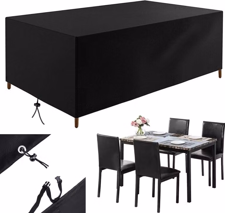 Waterdichte en scheurbestendige tuinmeubelhoes voor terrasmeubels, Zwart, B/D/H: 310 x 250 x 70 cm