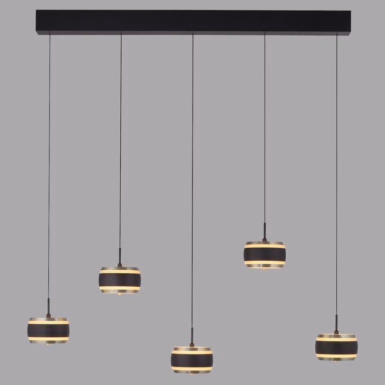 Paul Neuhaus Pure Falling Rings LED hanglamp - Black - Hoogte: 101 cm - 5 lampen