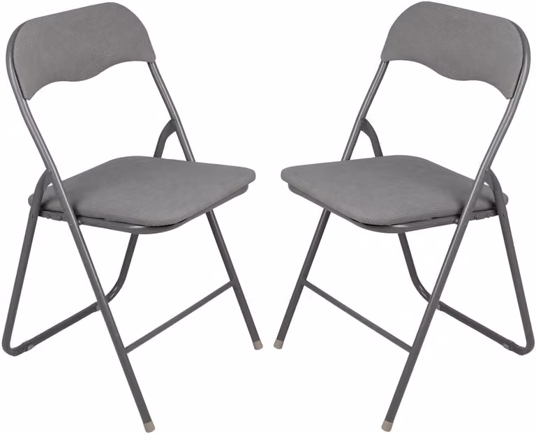 Urban Living Klapstoel 2 stuks - Antraciet - Met stoffen zitting en metalen frame - B/D/H: 44 x 45 x 80 cm