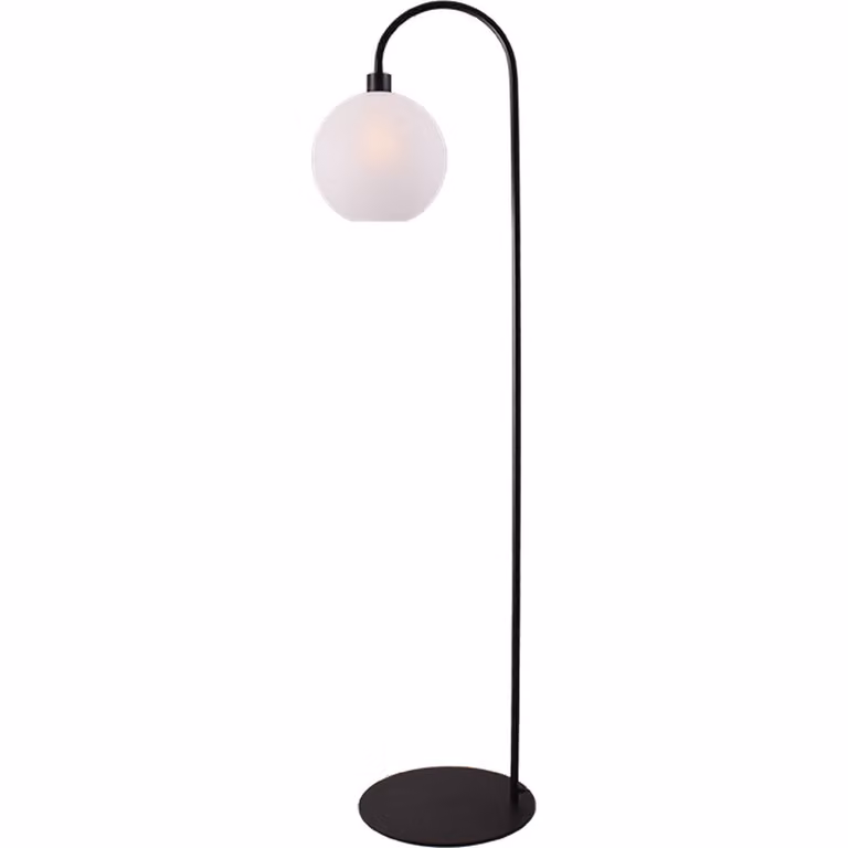 Masterlight Lazise Vloerlamp zwart met wit glas, Hoogte: 186 cm, Breedte: 30 cm