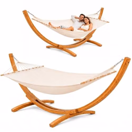 AMANKA Hangmat Set XXL met Houten Frame voor 2 Personen, 300 x 100 cm