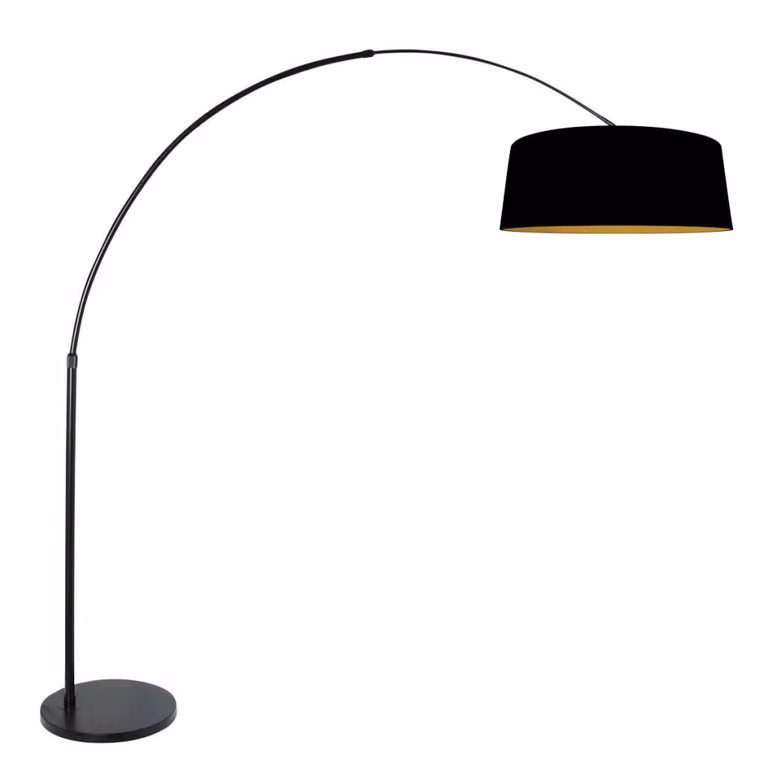 Steinhauer Luma Dark booglamp zwart met zwarte kap Ø60cm