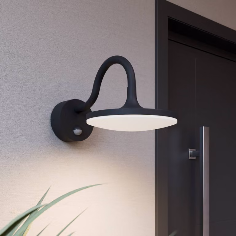 Fineria Arcchio Moderne Buiten Wandlamp met Bewegingssensor en LED, Grijs/Zwart