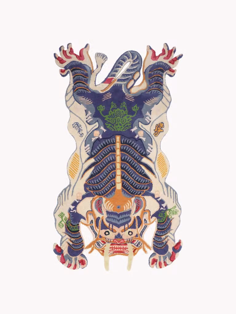 Bongusta Handgetuft wollen vloerkleed Dragon met dierenprint