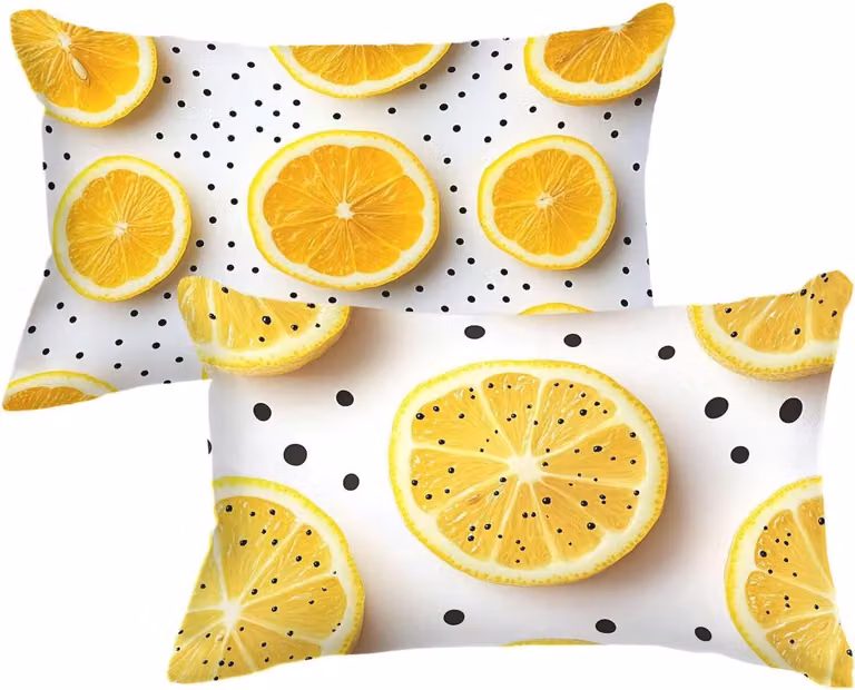 Set van 2 gele kussenslopen van zacht fluweel met dubbelzijdige print, beige sierkussenslopen voor buiten en tuinbank, 40 x 80 cm