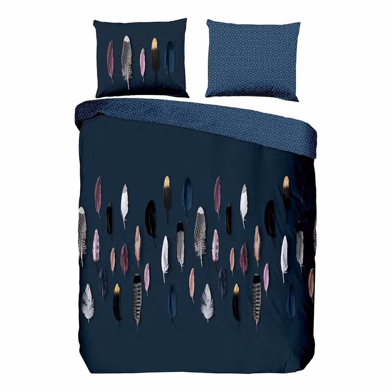 Good Morning Dekbedovertrek Feathers Blauw 100% Katoen Oeko-Tex Standard 100
