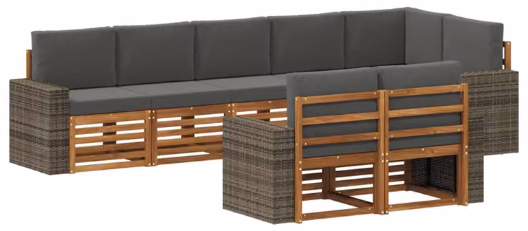 vidaXL Tuinset met 8 zitplaatsen, natuurlijke en antraciet kleur, polyester