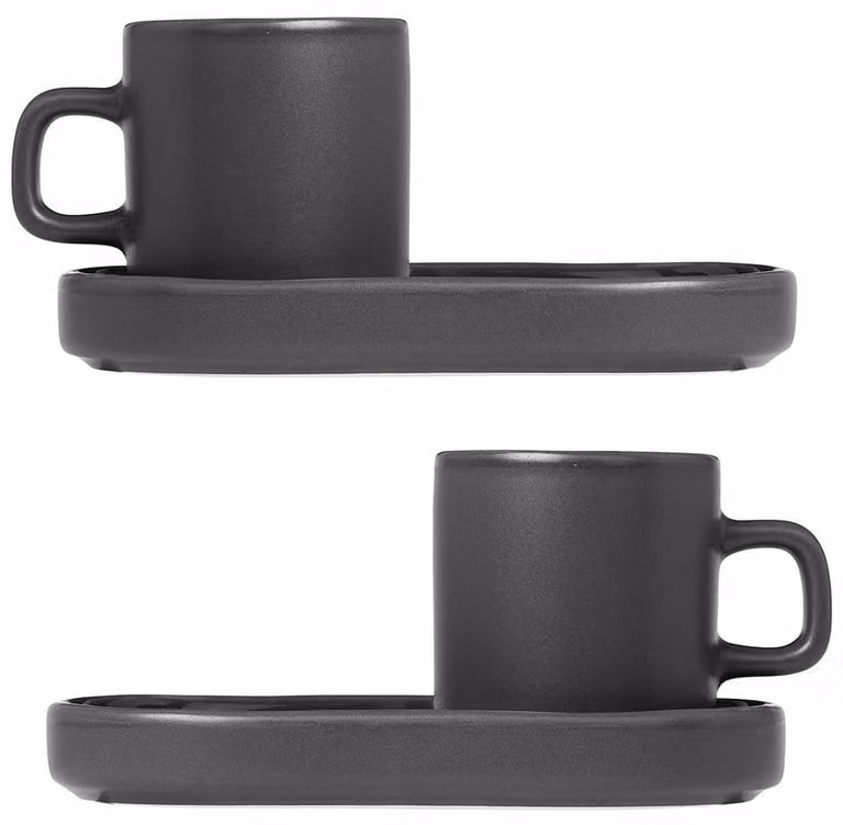 Blomus Pilar Set 2 espressobekers, 4-delig, Agave Groen, keramiek, Hoogte: 6 cm, Diameter: 7,5 cm, Inhoud: 0,05 liter