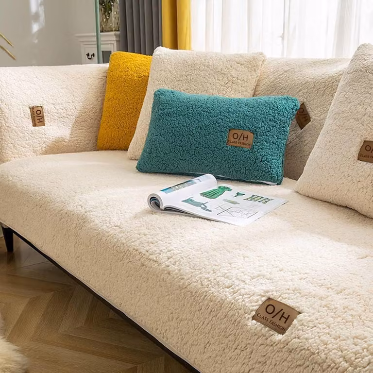 ShopVlot Velvet Sofa Slipcover voor Hoekbanken en Chaise Longues, Antislip Beschermhoes voor 1/2/3/4 Zitters