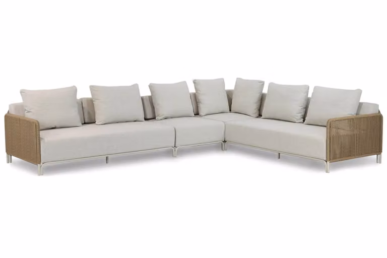 Coco Colorado 4-delige moderne hoek loungeset met beige kussens en aluminium onderstel