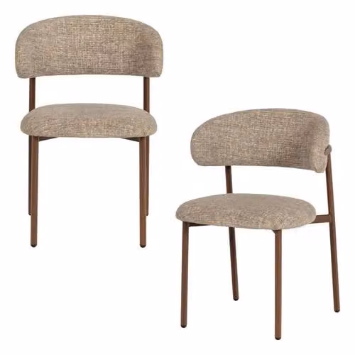 WOOOD Kelu Eetkamerstoel Bruin Melange Set van 2