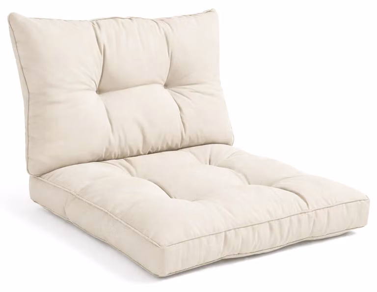 Beautissu XLuna loungekussens voor buiten, set van 2, naturel, B: 40 x D: 40 x H: 10 cm en B: 50 x D: 40 x H: 12 cm