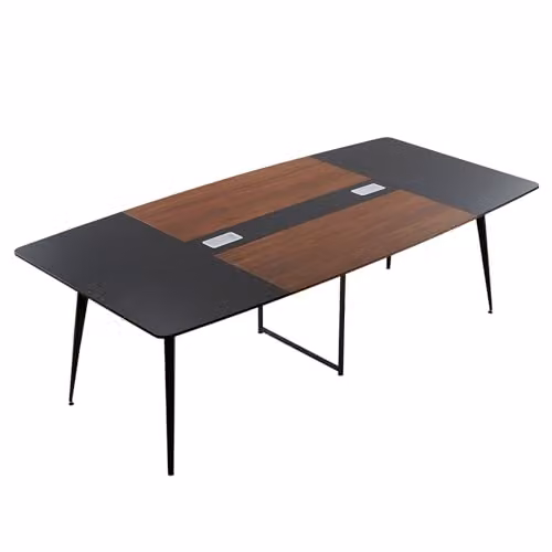 VEVOR Conferentietafel voor 10 personen, 6-delige ovale vergadertafel met metalen poten, B/D: 240 x 120 cm, zwart of bruin