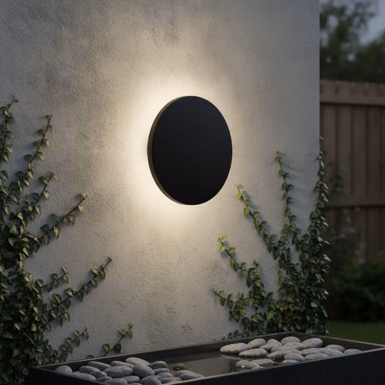 Lyora LED-wandlamp zwart met up-down licht en rond design Ø 17 cm