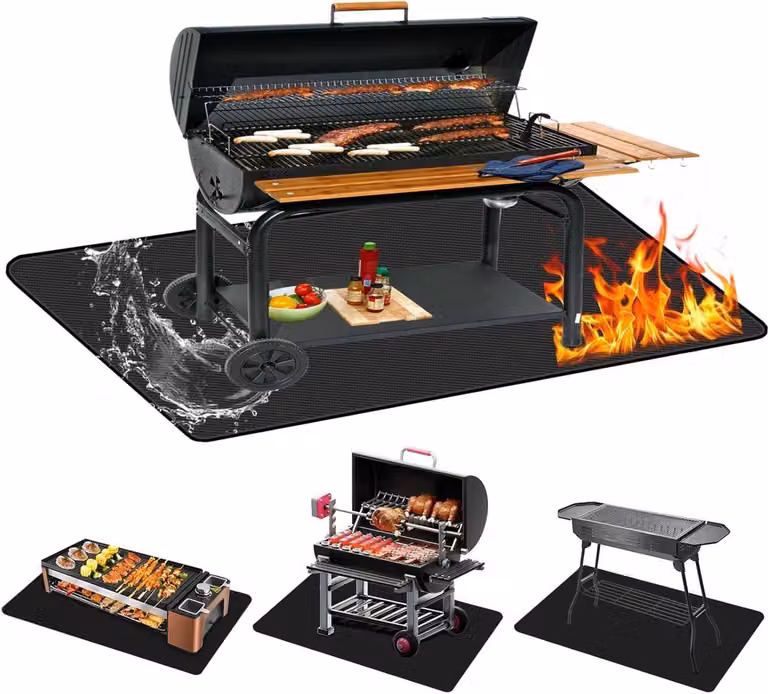Brandvrije vuurbestendige mat voor barbecues en open haarden, zwart, 91 x 152 cm