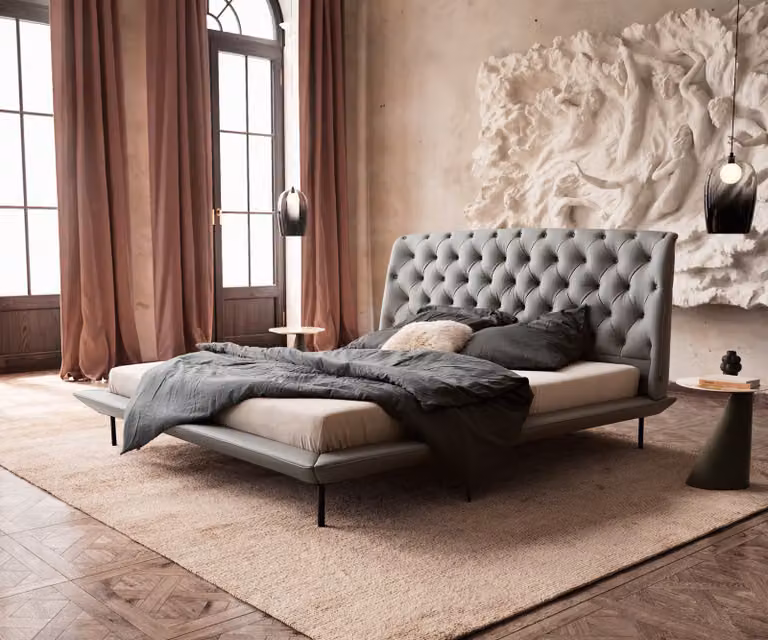 DELIFE Bedframe Rafinata modern grijs kunstleer B/D/H: 226 x 180 x 113 cm