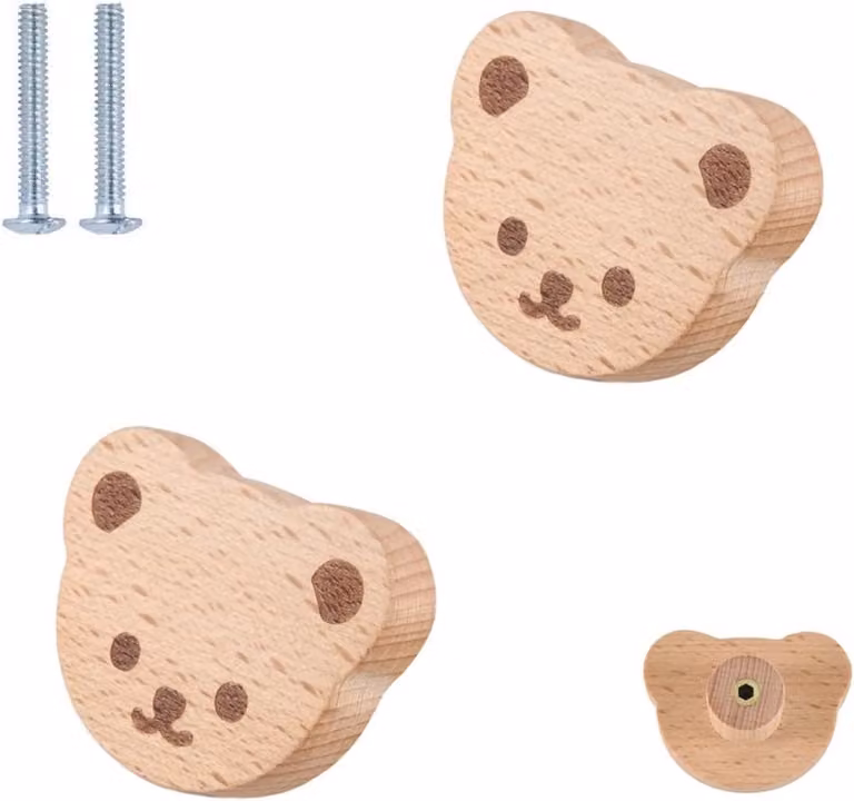 Houten Dierenkastknoppen – Decoratieve Ladegrepen voor Kinderkamer – 2 Stuks
