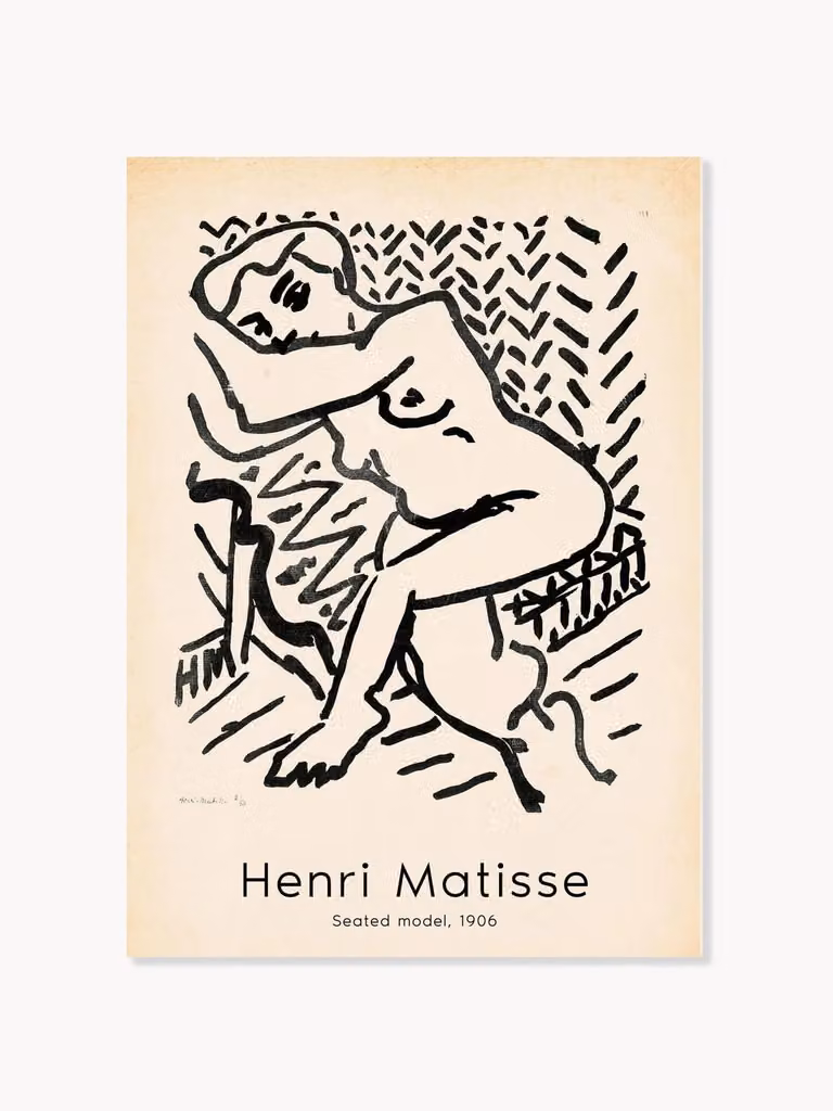 Poster Henri Matisse - Seated Model met lijst