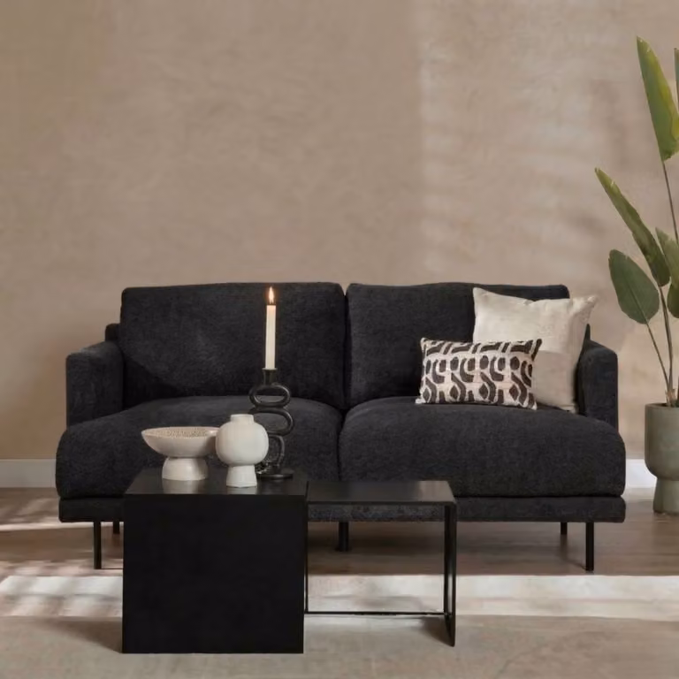 Bronx71 Denver Scandinavische bank 2,5-zits zwart bouclé