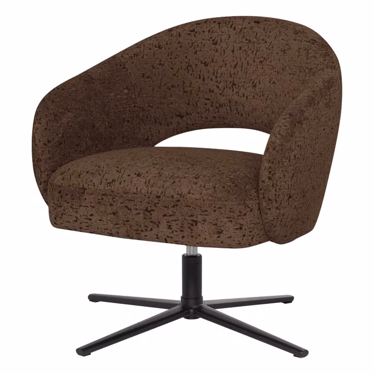 WOOOD Draaifauteuil Pico Structure Velvet - Bruin