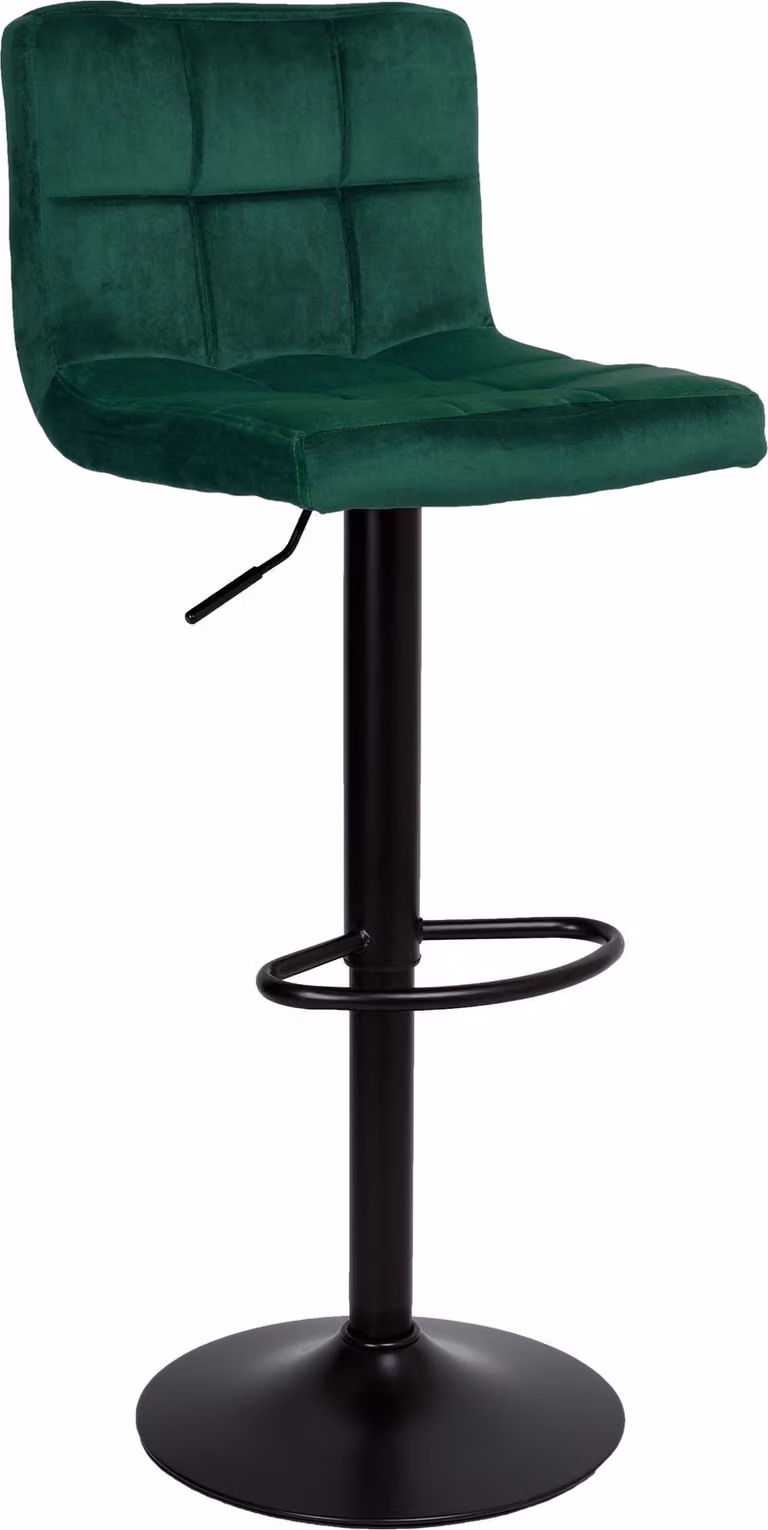 eHokery barkruk, fluweel, donkergroen, met metalen frame