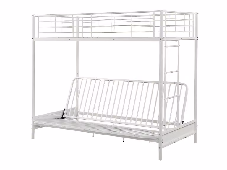 MODULO V Hoogslaper met geïntegreerde slaapbank en matras, Wit, Metaal, 90 x 190 cm