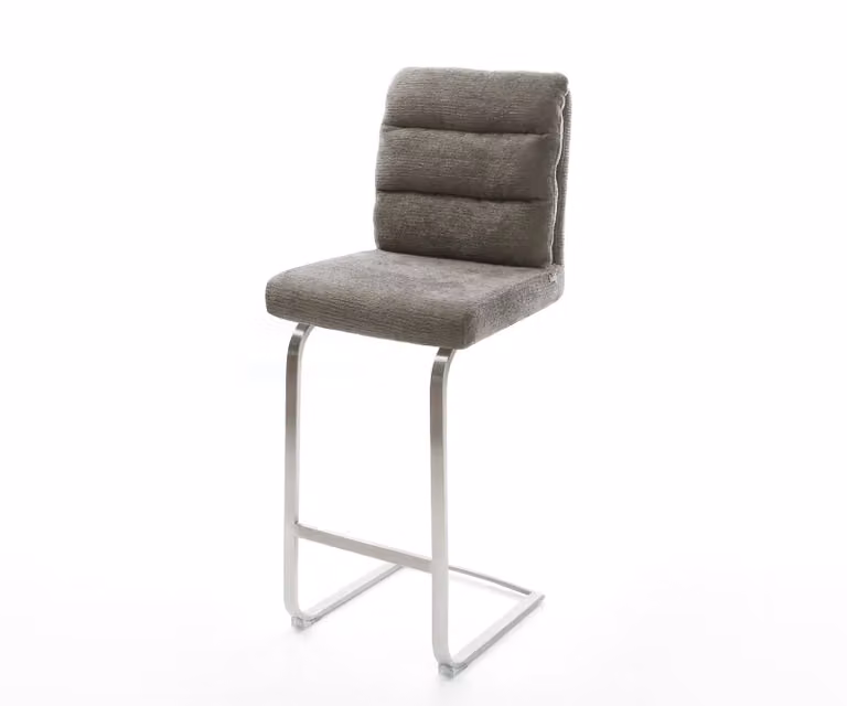 DELIFE Barstoel Pela-Flex Bouclé met Cantilever Frame in Zilver en Grijs