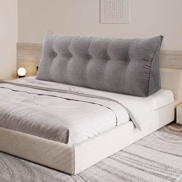 OHMG Rugkussen voor bank en bed, XXL, Driehoekig leeskussen van katoen, 180 cm