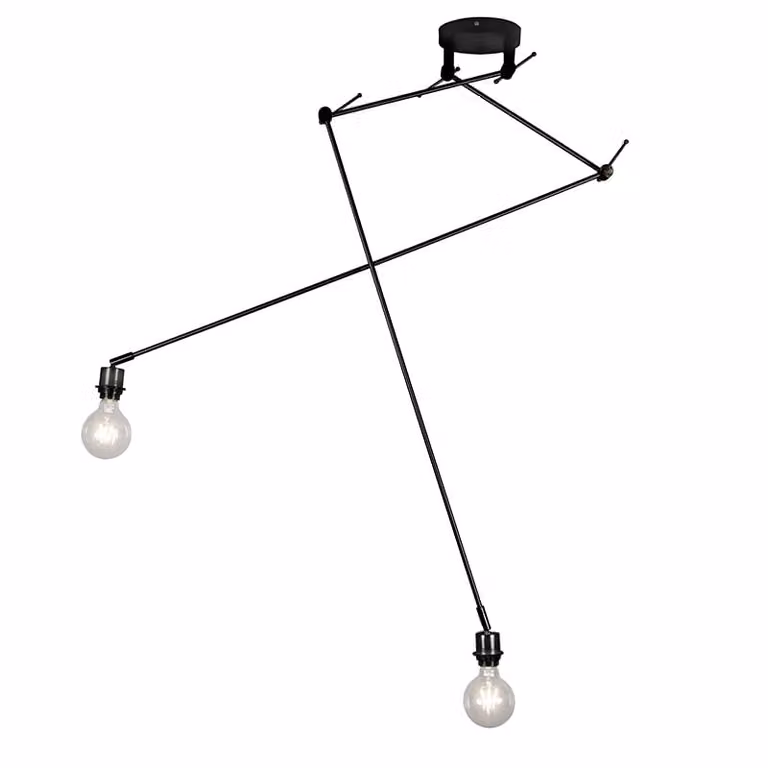 Qazqa Minimalistische Hanglamp Zwart - 2-Lichts - Dimbaar en Verstelbaar