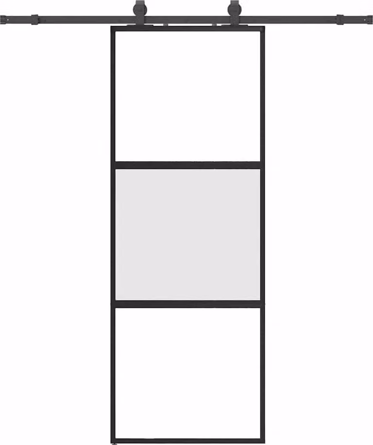 vidaXL Schuifdeur met beslag, zwart, 76 x 205 cm, veiligheidsglas