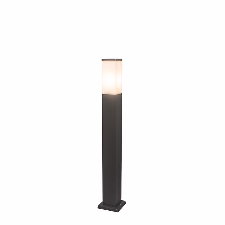 Moderne Qazqa tuinlamp paal grijs en wit met E27 fitting, IP44, Hoogte: 80 cm