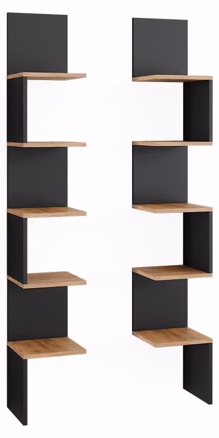 Vicco Paolo Hoekplank Antraciet Set van 2, Model 52096, B: 28 cm, H: 175,4 cm