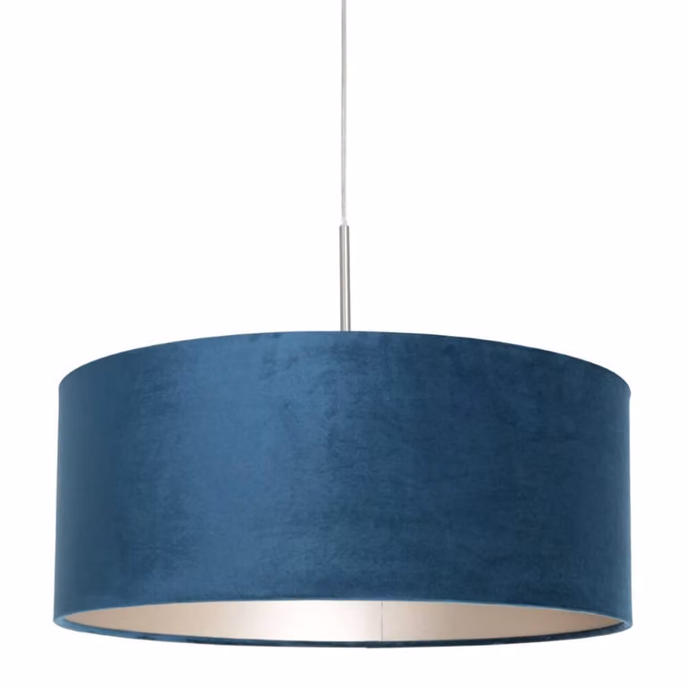 Steinhauer Hanglamp Sparkled met blauw velvet en zilver, Ø 45 cm