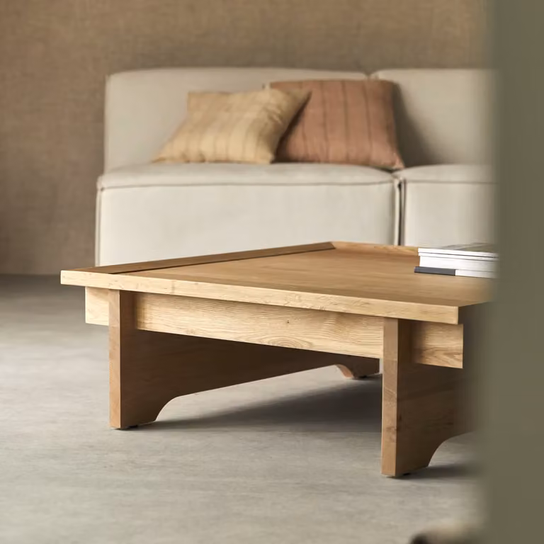Tikamoon Miu Salontafel van massief eikenhout - Bruin - 90 x 90 x 30 cm